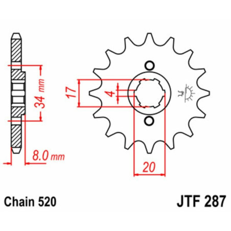 Kit cadena JT 520HDR (14-33-106)