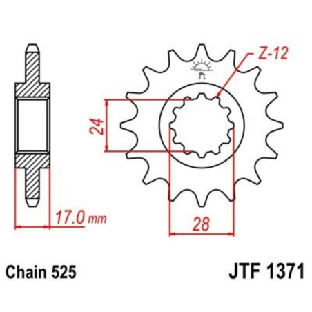 Kit cadena JT 525X1R (15-43-116)