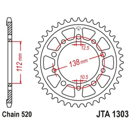 Kit cadena JT 520X1R (16-43-114) Corona reforzada de zinc negro