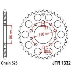 Kit cadena JT 525X1R (15-40-112) Corona reforzada de zinc negro 2