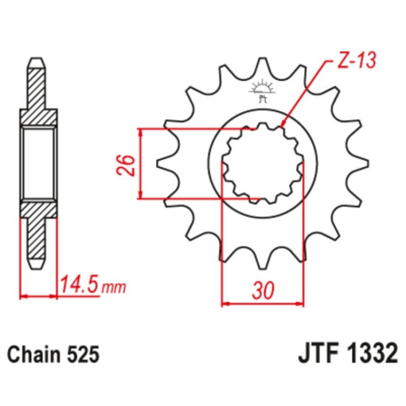 Kit cadena JT 525X1R (15-40-112) Corona reforzada de zinc negro