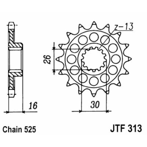Kit cadena JT 525X1R (16-40-106)