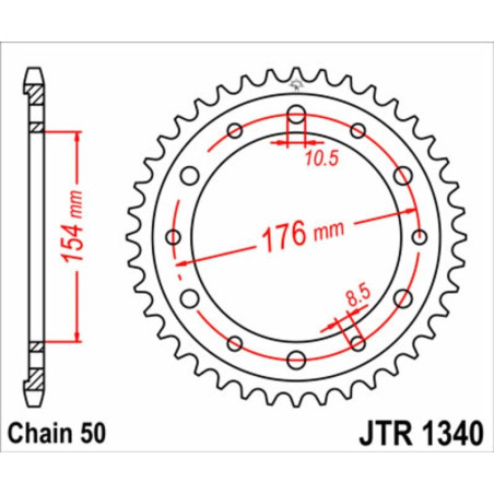 Kit cadena JT 530X1R (17-43-108) Piñon con goma reductora de ruido