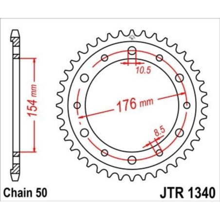 Kit cadena JT 530X1R (17-43-108) Corona reforzada de zinc negro