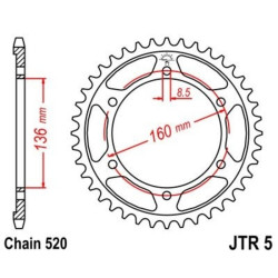 Kit cadena JT 520X1R (16-47-116) Corona reforzada de zinc negro 2