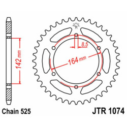 Kit cadena JT 525X1R (15-44-108) Piñon con goma reductora de ruido 2
