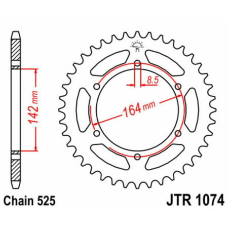Kit cadena JT 525X1R (15-44-108) Piñon con goma reductora de ruido