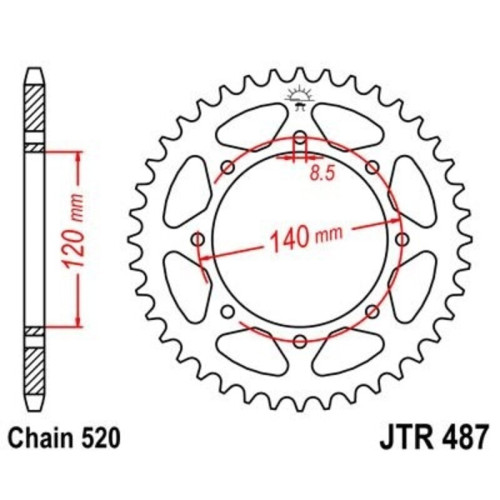 Kit cadena JT 520X1R (15-43-112) Corona reforzada de zinc negro