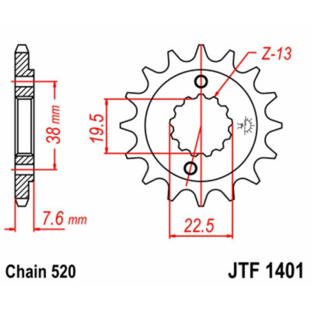 Kit cadena JT 520X1R2 (14-40-096) LTZ400