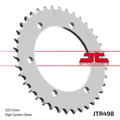 Kit cadena JT 525X1R (16-46-108) Piñon con goma reductora de ruido