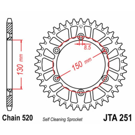 Kit cadena aluminio JT 520X1R (13-50-114)