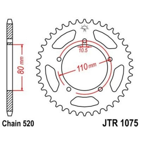 Corona JT 1075 de acero con 39 dientes