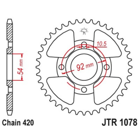 Corona JT 1078 de acero con 60 dientes
