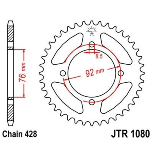 Corona JT 1080 de acero con 39 dientes