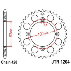 Corona JT 1204 de acero con 49 dientes