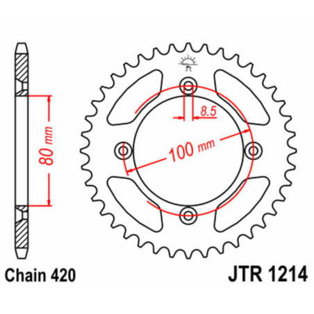 Corona JT SPROCKETS acero estándar 1214 - Paso 420