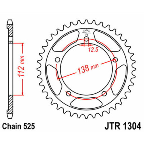 Corona JT 1304 de acero con 38 dientes