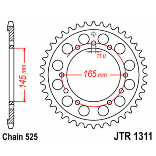 Corona JT SPROCKETS acero estándar 1311 - Paso 525