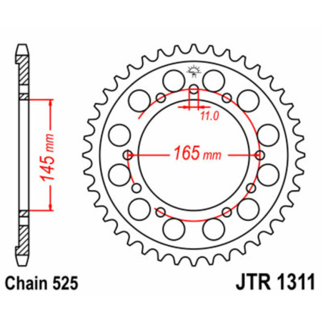 Corona JT SPROCKETS acero estándar 1311 - Paso 525