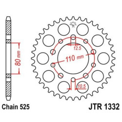 Corona JT 1332 de zinc negro con 45 dientes