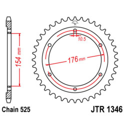 Corona JT SPROCKETS acero estándar 1346 - Paso 525 2