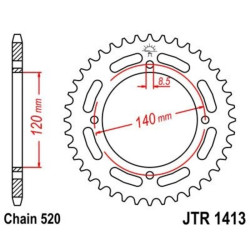 Corona JT 1413 de acero con 39 dientes