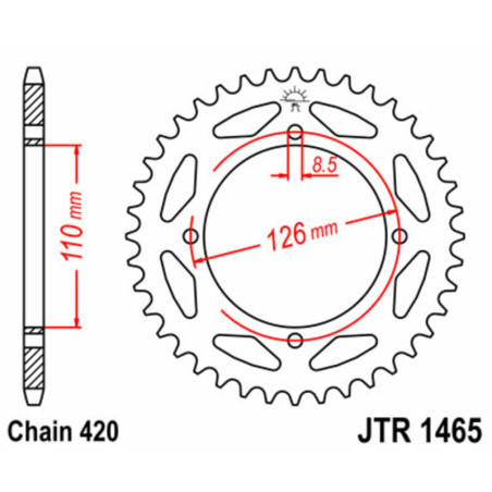 Corona JT 1465 de acero con 47 dientes