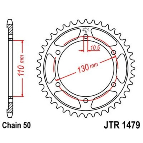 Corona JT 1479 de zinc negro con 47 dientes