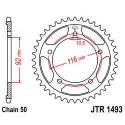 Corona JT 1493 de acero con 42 dientes