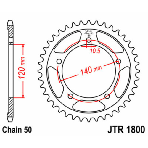 Corona JT SPROCKETS acero estándar 1800 - Paso 530