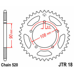 Corona JT 18 de acero con 39 dientes