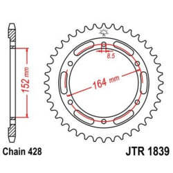Corona JT 1839 de acero con 55 dientes