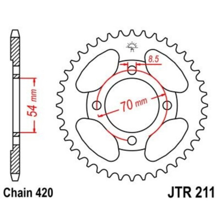 Corona JT 211 de acero con 42 dientes