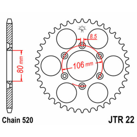 Corona JT 22 de acero con 49 dientes