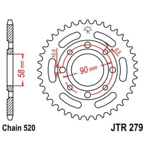 Corona JT 279 de acero con 38 dientes