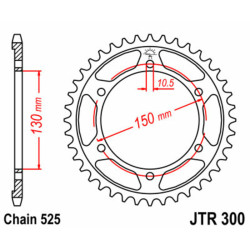 Corona JT 300 de acero con 48 dientes