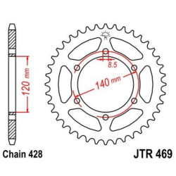 Corona JT 469 de acero con 53 dientes