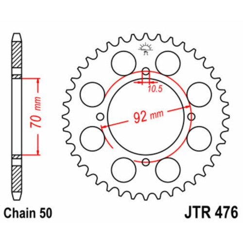 Corona JT 476 de acero con 33 dientes