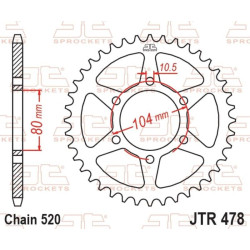 Corona JT SPROCKETS acero estándar 478 - Paso 520