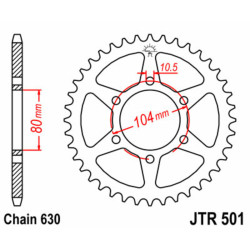 Corona JT SPROCKETS acero estándar 501 - Paso 630