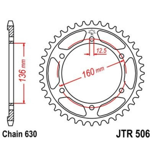 Corona JT 506 de acero con 40 dientes