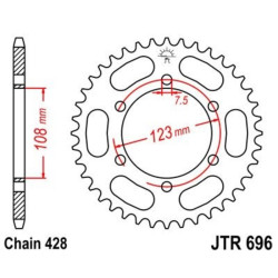 Corona JT 696 de acero con 50 dientes