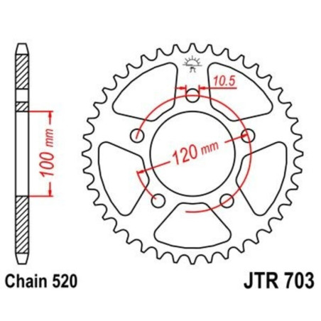 Corona JT 703 de acero con 47 dientes
