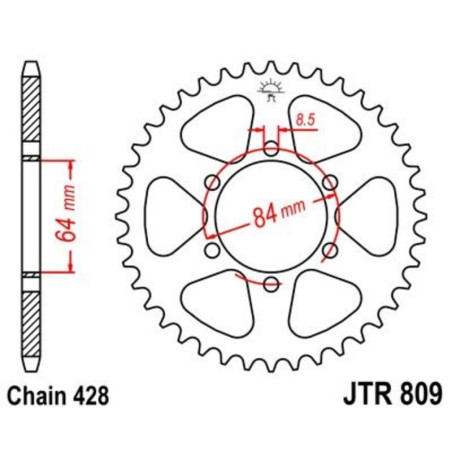 Corona JT SPROCKETS acero estándar 809 - Paso 428