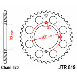 Corona JT 819 de acero con 39 dientes