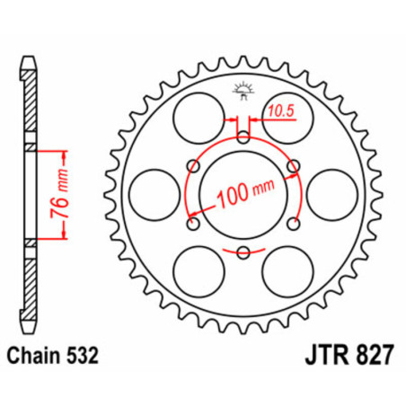 Corona JT SPROCKETS acero estándar 827 - Paso 520