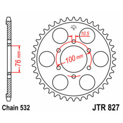 Corona JT SPROCKETS acero estándar 827 - Paso 520