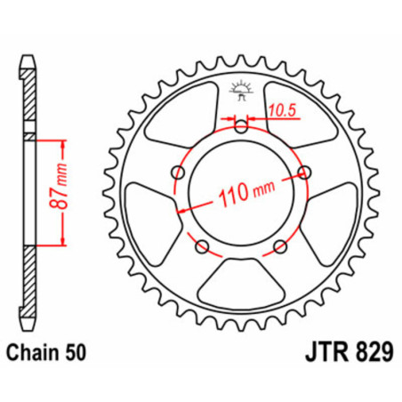 Corona JT 829 de acero con 46 dientes
