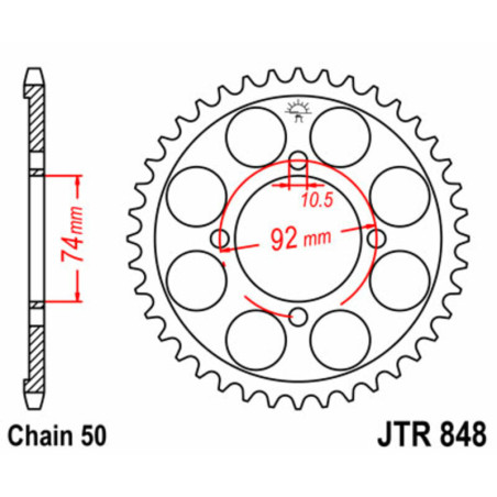Corona JT SPROCKETS acero estándar 848 - Paso 530