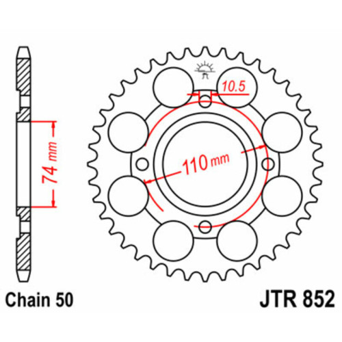 Corona JT 852 de acero con 41 dientes